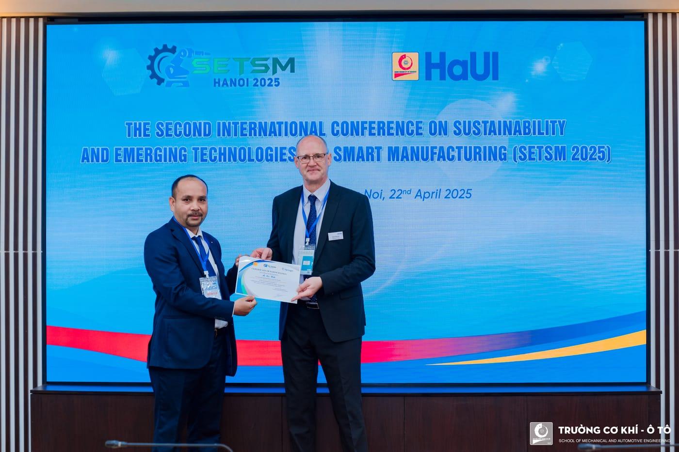 A certificate of appreciation presented to an invited speaker